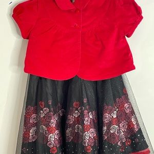 Limited Too Set Kids Girls Fancy Velvet Top & Satin Skirts Flowers Design Size10